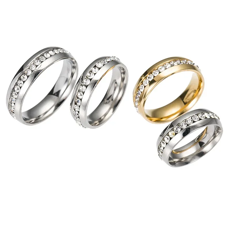 Stainless Steel Ring Crystal Rings For Women Circle CZ Fashion Engagement Jewelry Gifts