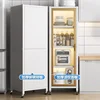 Modern Metal Kitchen Cabinets Multi-layer Storage Rack with Wheels Refrigerator Seam Cabinet Home Kitchen Bowl Storage Cabinet Y 4