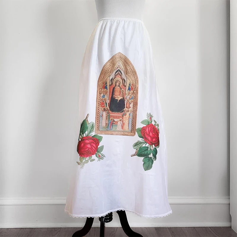 

Элегантная винтажная Женская юбка Y2K в стиле Харадзюку, Повседневная Уличная одежда, пикантная белая облегающая кружевная юбка с геометрическим принтом и высокой талией