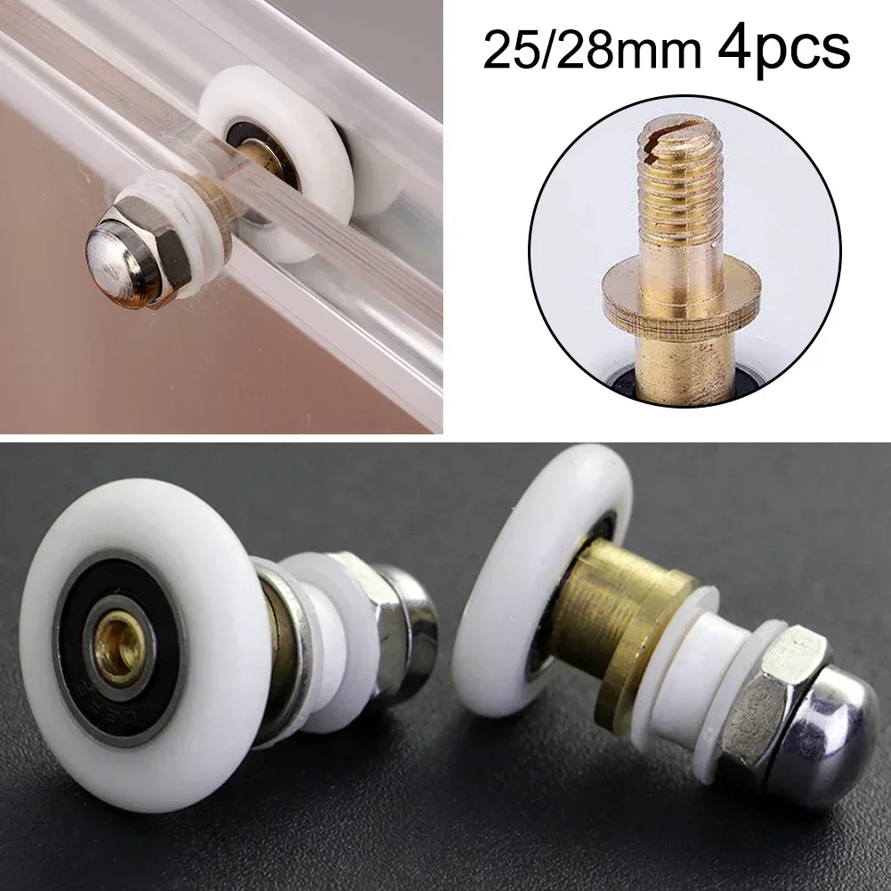 4PCS 20/23/25/27/28mm Diameter Shower Glass Sliding Door Hanging Wheel Roller Bathroom Sliding Cabinet Eccentric Pulleys