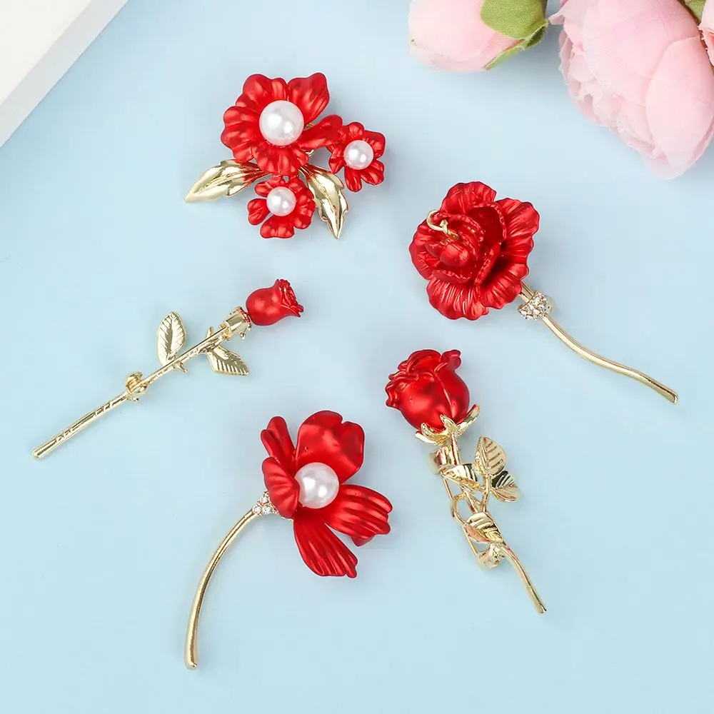 1 pc Crystal Rose Flower Brooches Pins Corsage Scarf Clips Safety