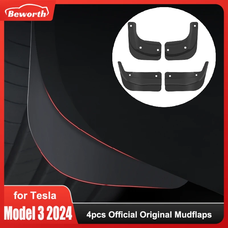 Tesla Model 3 Highland 2024 머드 가드 공식 오리지널 프론트 리어 휠 펜더 스플래시 가드 Model3 액세서리 ..