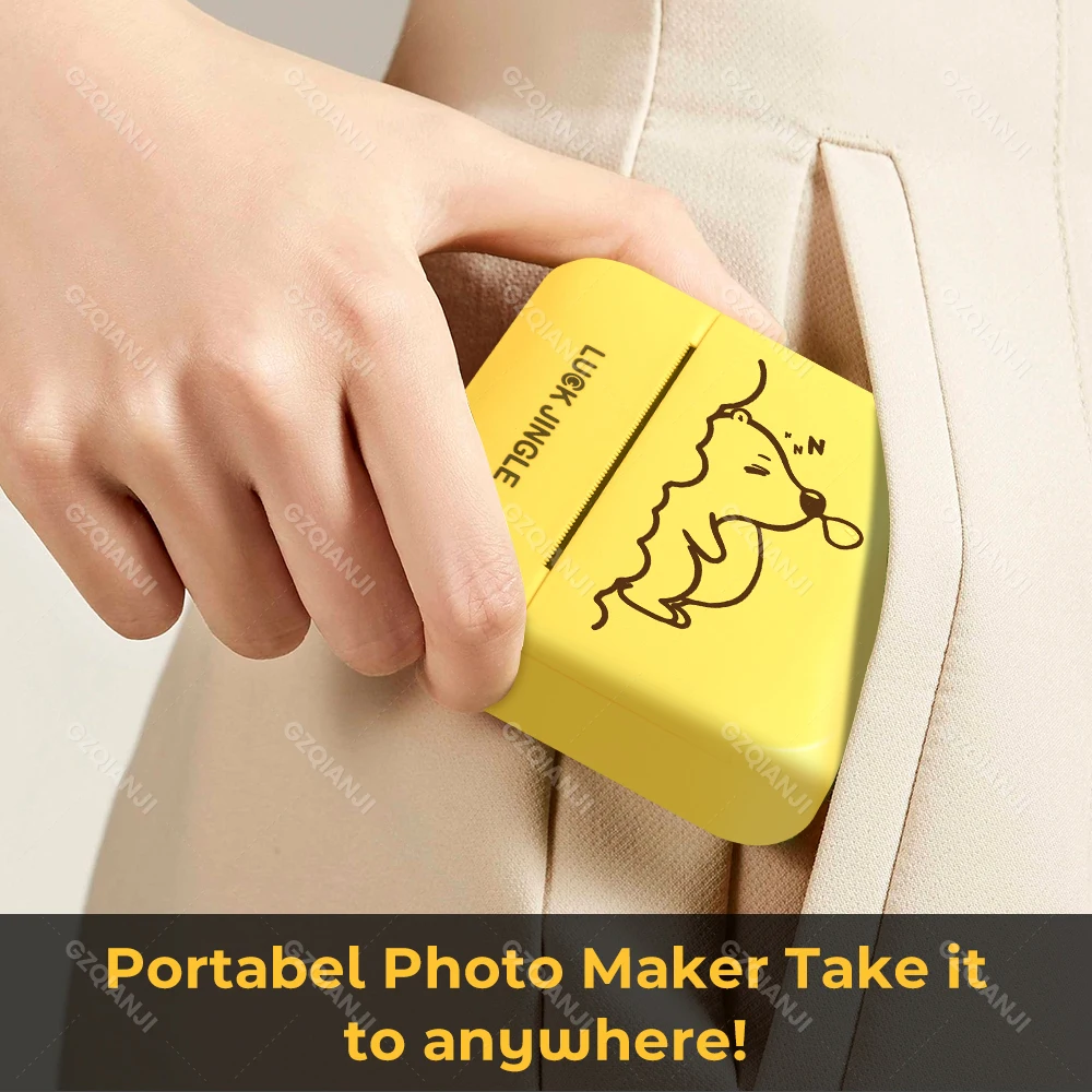 57mm Mini Pocket Thermal Photo Printer Bluetooth Mobile 2inch Bill Receipt Sticker Label Maker Compatible with Android & IOS