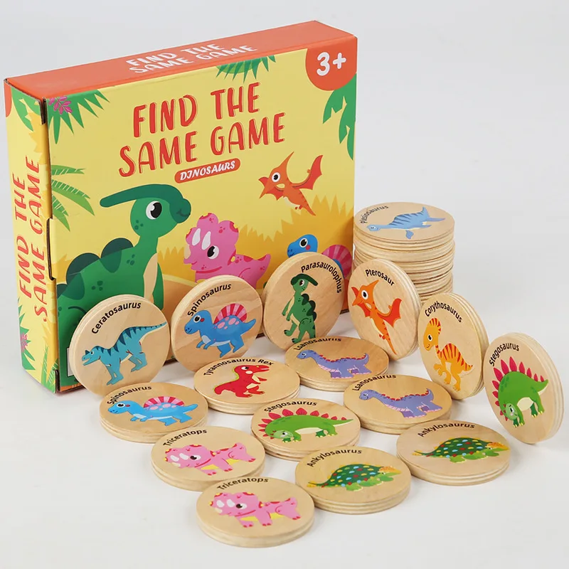

Find the Same Game Dinosaur Wooden Blocks Educational Block Wood Toy Kids Children Memory Concentration Thinking Training Toys