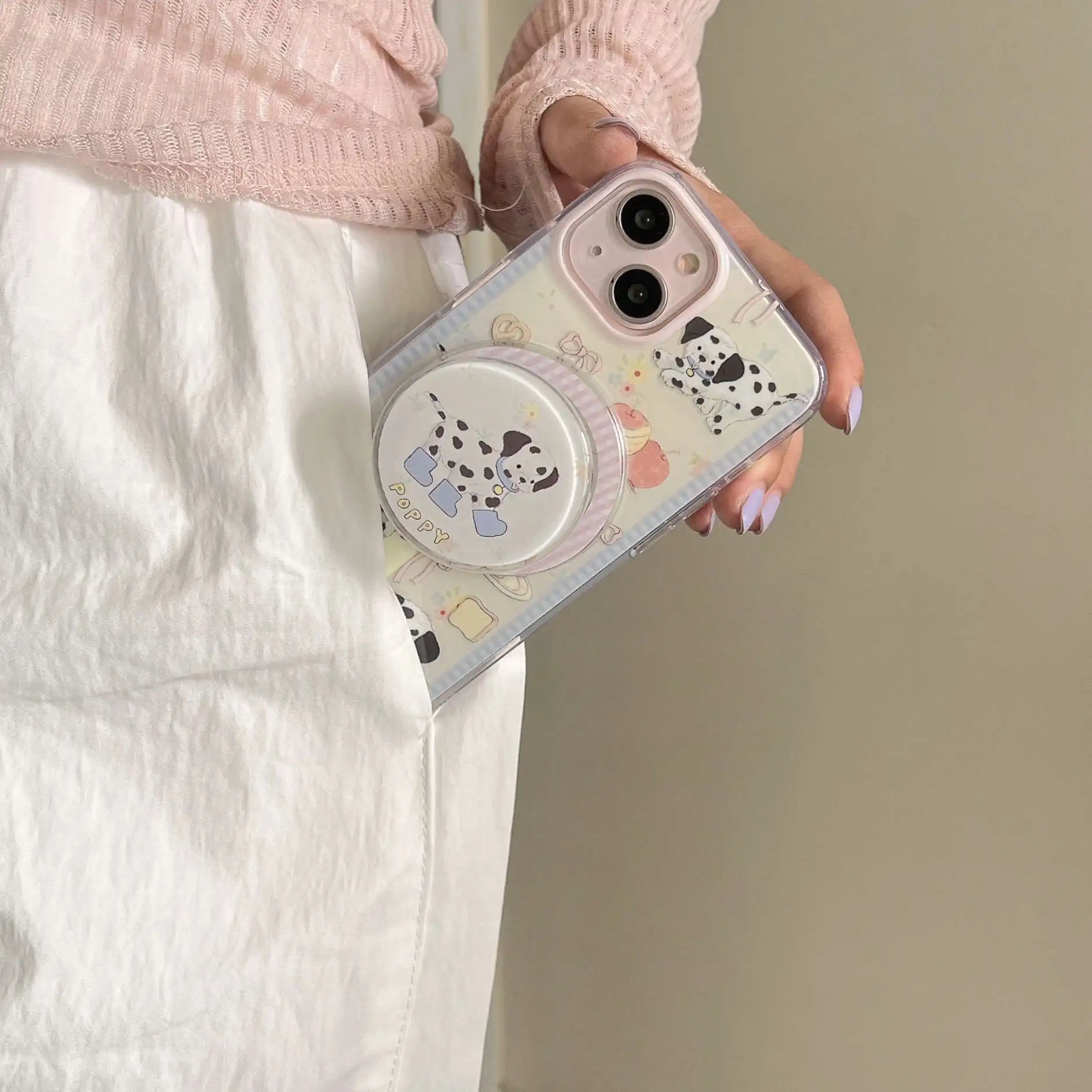 Puppy Magnetic Bracket Wireless Charging Phone Case for iPhone
