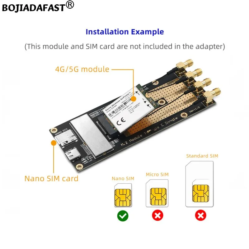 USB Type-C To NGFF M.2 Key-B Slot Wireless Adapter 1 Nano