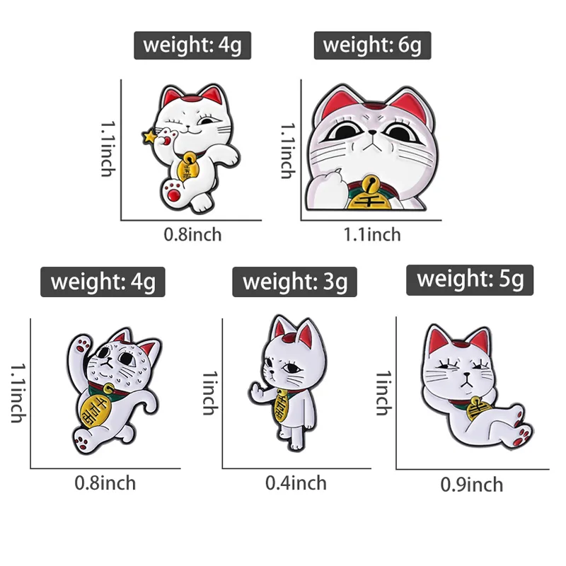 Turbo Granny Glückskatze Emaille-Anstecknadel Kawaii Dreifarbige Katze Geometrische Biene Goldfisch Ente Brosche Reversnadel Taschenanstecker Schmuck Geschenk für Freunde – Detail 21