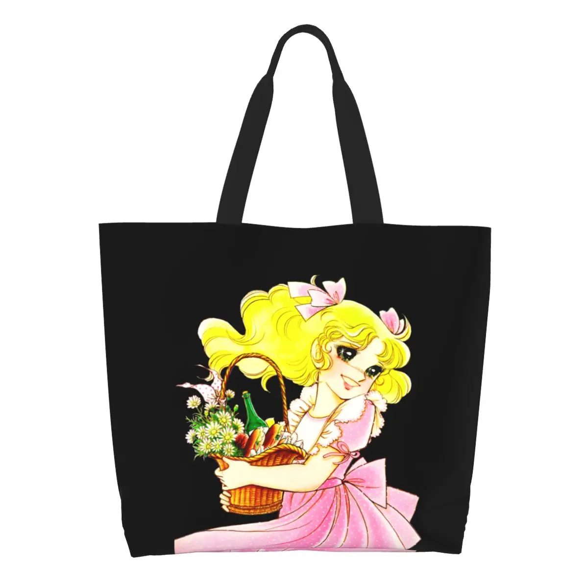 

Candy Candy Grocery Tote Shopping Bags Women Cute Cartoon Anime Manga Canvas Shopper Shoulder Bag Big Capacity Handbag