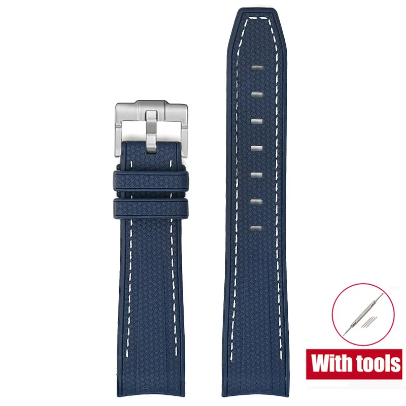 20mm Premium Diving Strap - Arc Curved End TPU Rubber Bracelet with Watch Band Tools