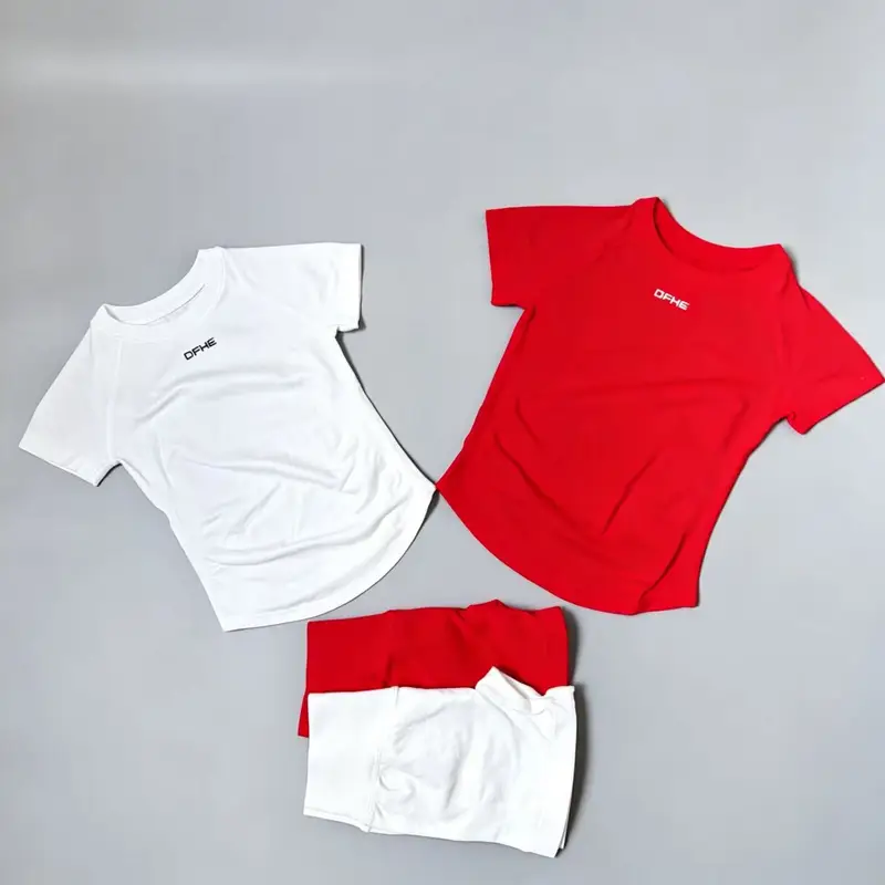DFHE Women 2PCS Seamless Sports Suit Short Sleeve Yoga