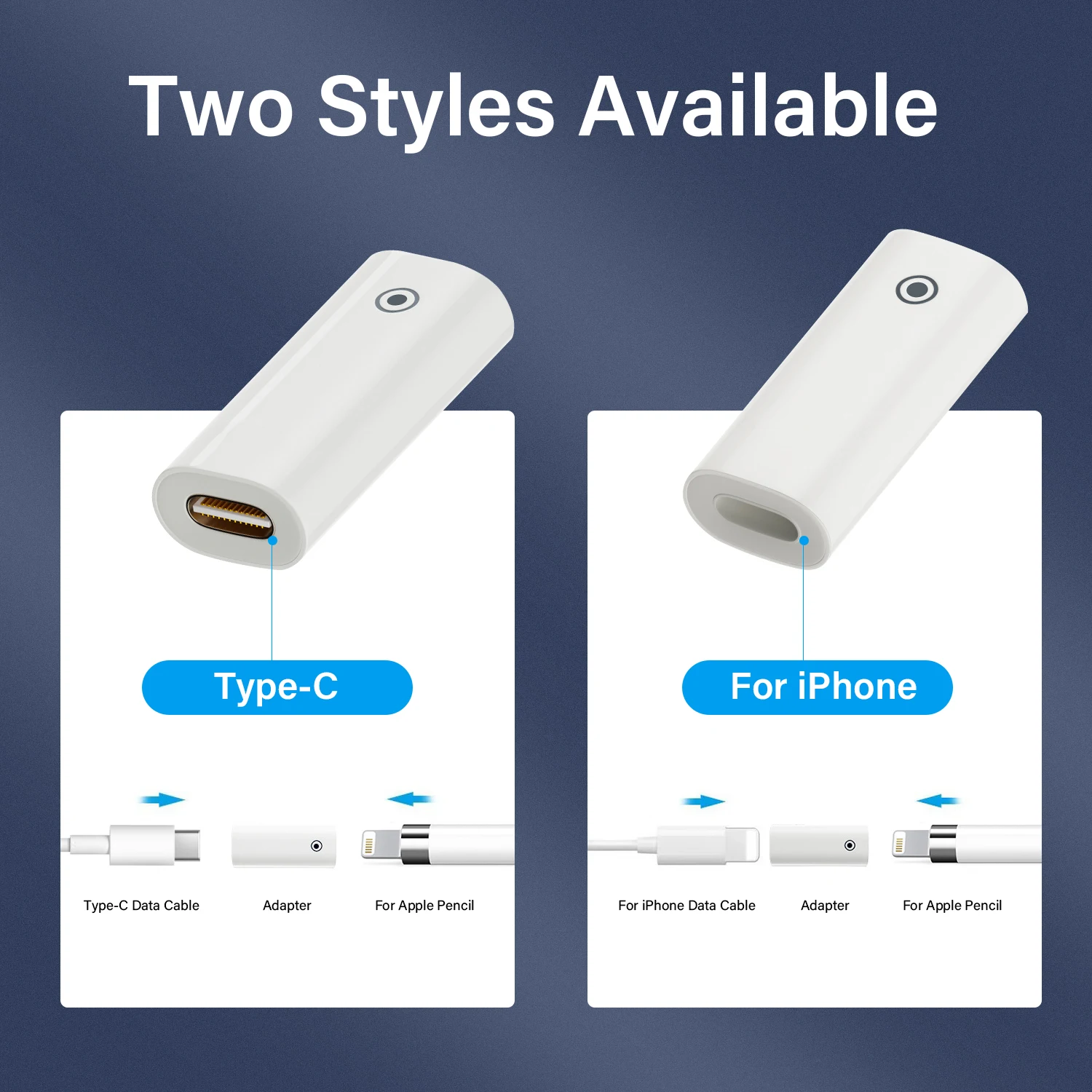 Universal Stylus Pen Charger Adapter with USB-C/Lightning Connection