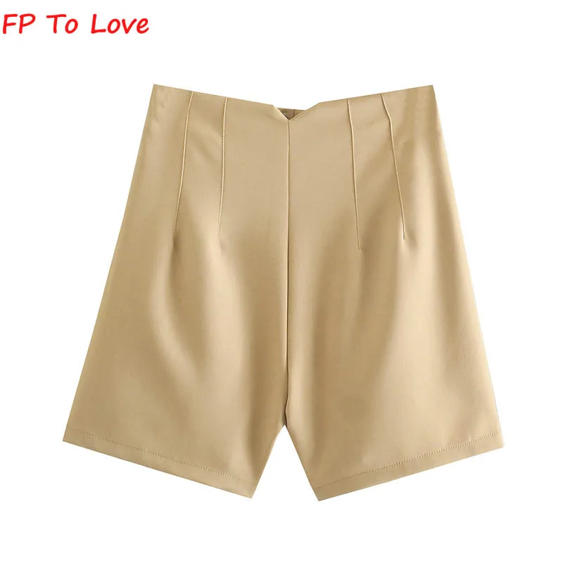 birddog shorts FP TO LOVE Woman Blue Wide Leg Shorts Pants 2022 Summer Zipper High Street Beige White Black New Arrivals Bottom high waisted shorts