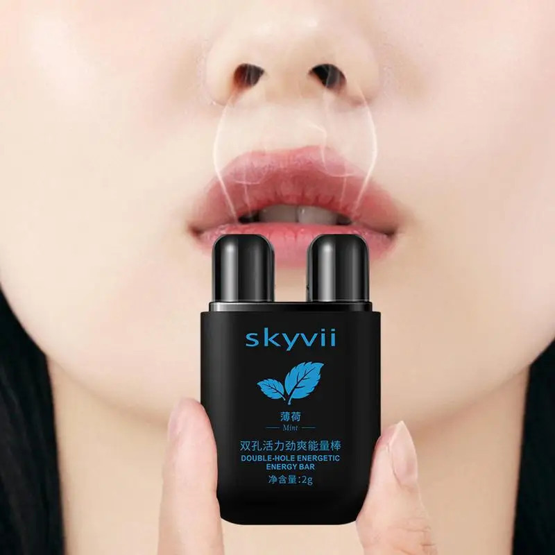 Nasal Inhaler Stick Energetic Stick Double-Hole Inhaling Tube Energy Inhaler With Cooling Sensation For Overtime Work Driving aromatherapy nasal inhaler