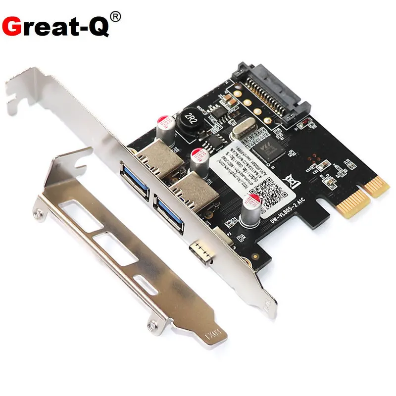 

PCIe к USB3.1 Type-C Плата расширения с двумя портами USB3.0 A карта адаптера