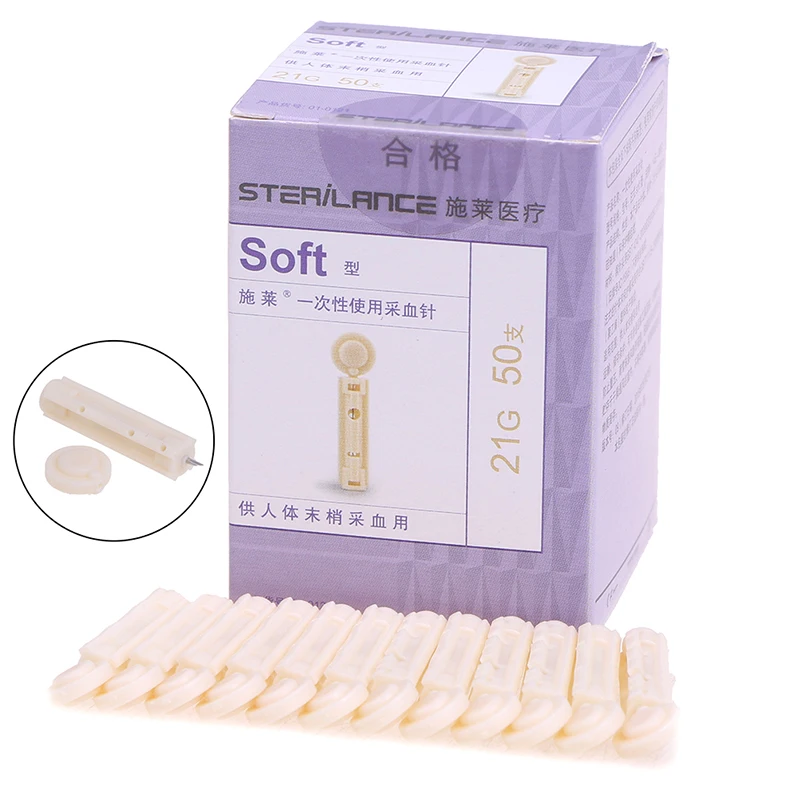 50Pcs Sterile 21G Lancets Single Use Blood Test Testing Kits Glucose Cholesterol 3