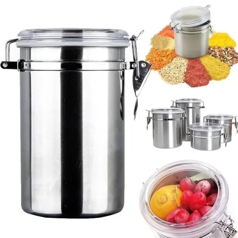 Stainless Steel Sealed Visible Storage Container Coffee Tea Moisture-proof Container Dried Fruit Preservation Storage Container