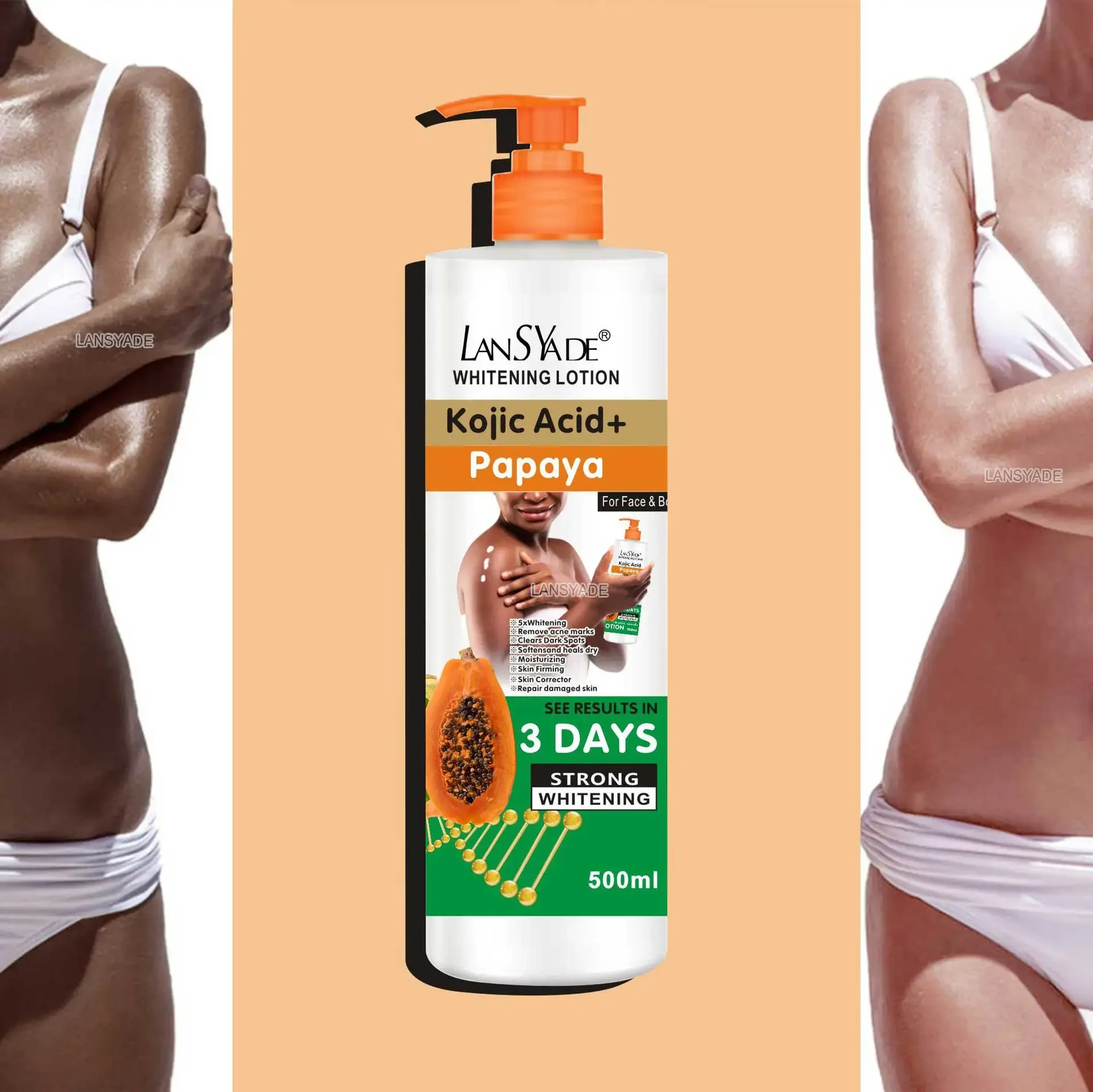 Crema Corpo Alla Papaya Da 500Ml Crema Idratante Massaggio Per Tutto Il Corpo Rimozione Della Macchia E Schiarente Crema Corpo Rinfrescante Per La Pel