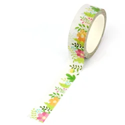 1X 10M Decor Flat Floral Background for Spring Washi Tape for Scrapbooking Journaling Adhesive Masking Tape Kawaii Papeleria