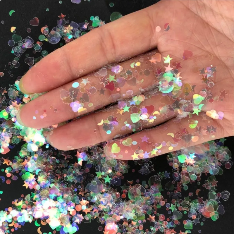 Pink Holographic multi sized glitter flake With 0.2-3mm Discs