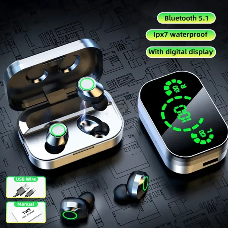 

TWS YD03 Bluetooth Headset With Microphone HiFi Mini Earbuds Portable Wireless Earphone HD Digital Display Smartphone Headphone