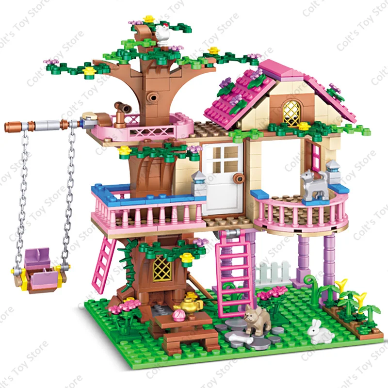 2024 Girl Friendship Tree House Villa Castle Building Blocks