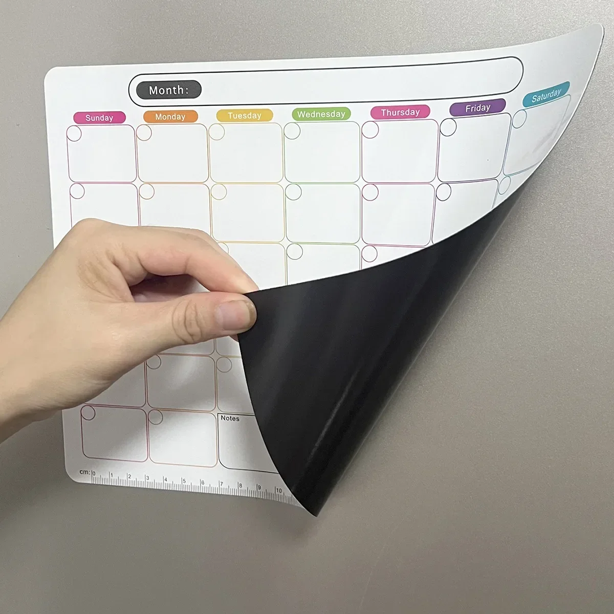 Wochenkalender-Magnet in Gebrauch