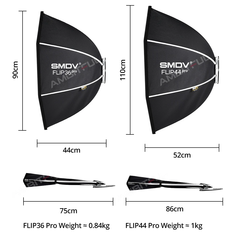 SMDV FLIP 36Pro 44Pro 옥타곤 파라볼릭 소프트박스 퀵 릴리즈 보웬스 엘린크롬 마운트 소프트박스 야외 촬영 라이브 사진 촬영용