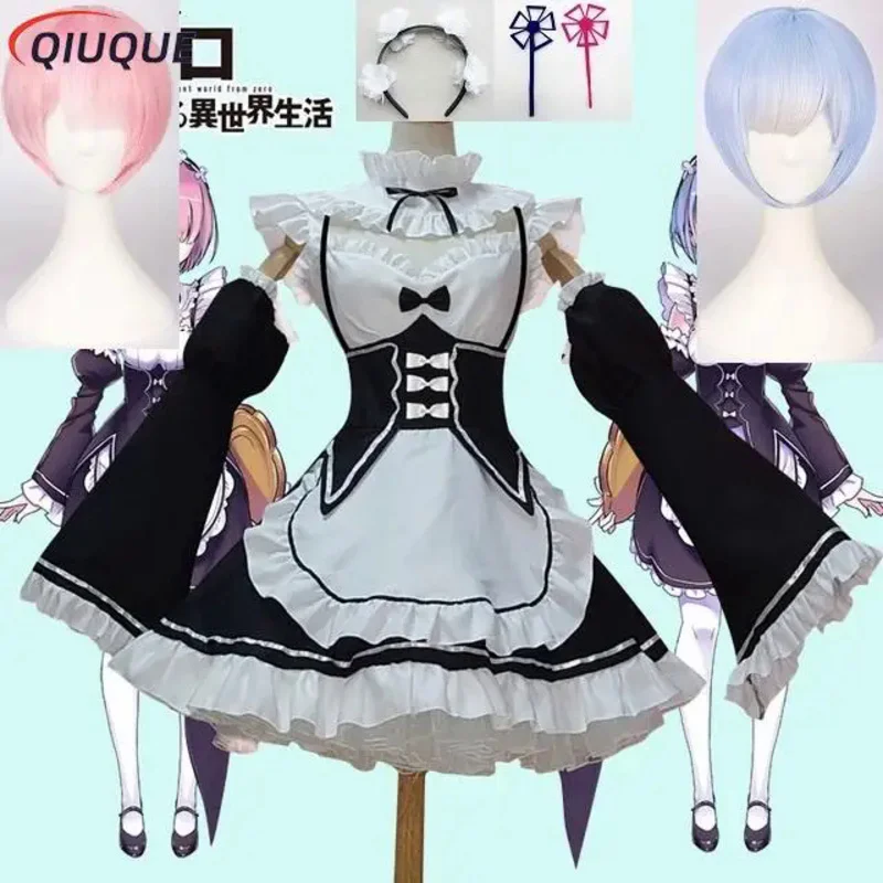 

Anime re: zero 012 hajameru isekai Seikatsu life in a different world Ram dream cosplay costume wigs maid Halloween dress