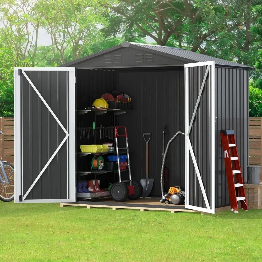 

Storage Shed, 6' X 4' Outdoor Large Metal Tool Sheds, Heavy Duty Storage House with Lockable Doors & Air Vent, Storage Shed