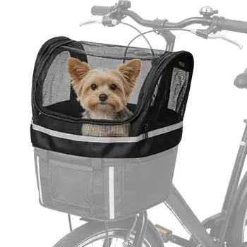 Cestino per cani da bicicletta con finestra, portaoggetti rinforzato per manubrio, accessorio per viaggi quotidiani all'aperto con animali domestici