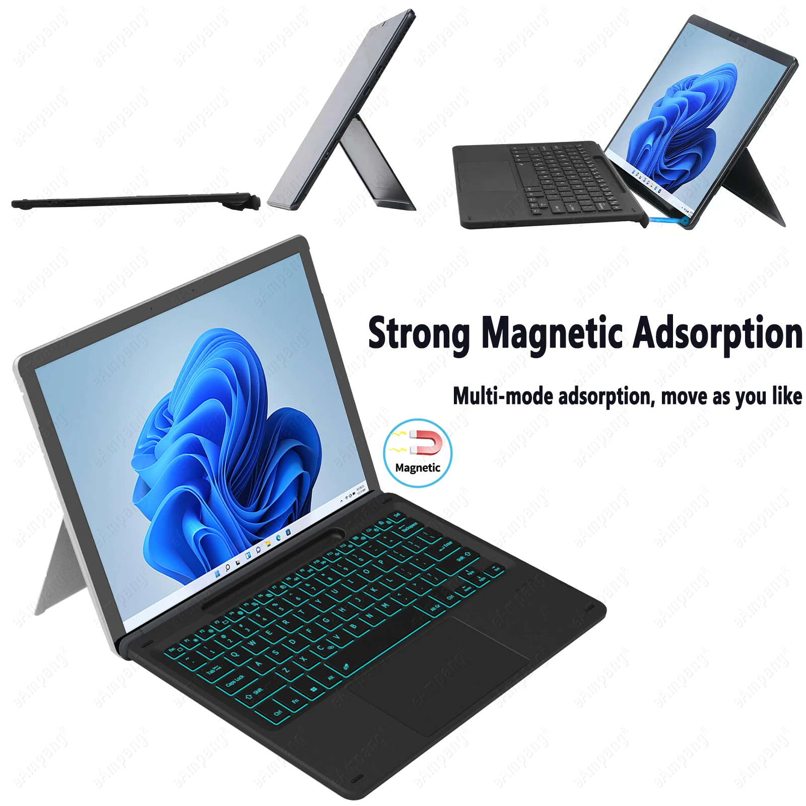 Trackpad Keyboard For Microsoft Surface Pro 3-9 X Go 1-3 Keyboard Russian Spanish Arabic Hebrew Korean French AZERT,trackpad keyboard