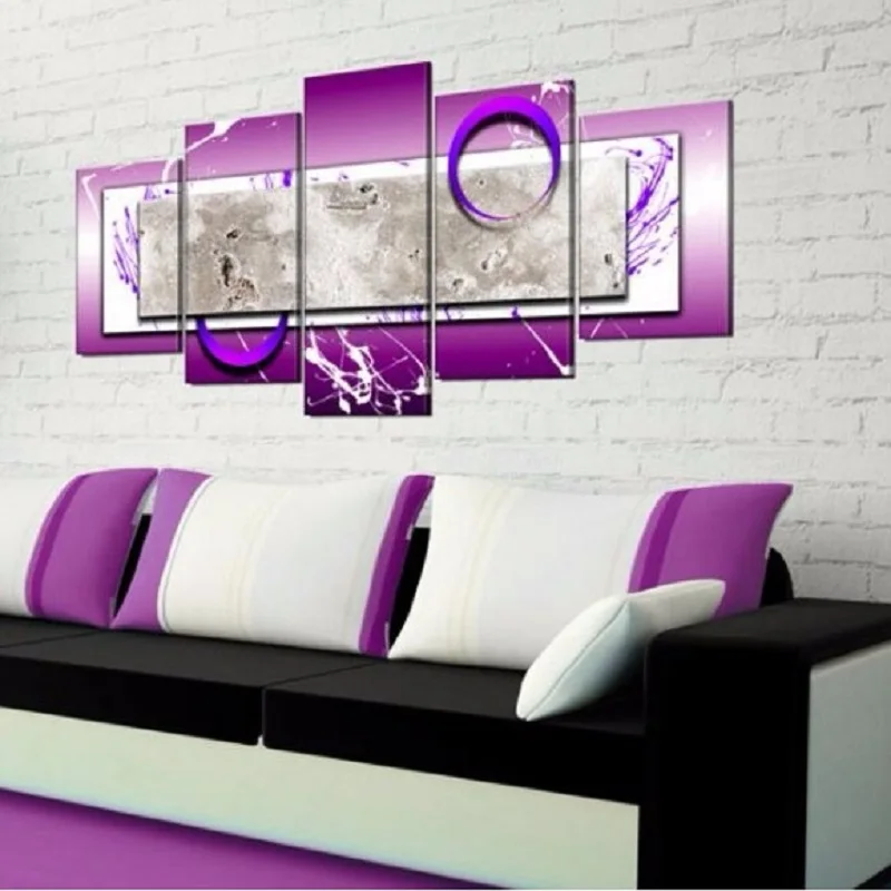 

Angel's Art 5pcs/Set Unframed Colorful Abstract Geometric Circle Print Modern Home Decoration Canvas Oil Painting