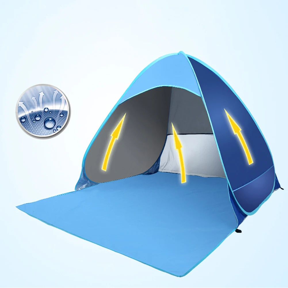 

Outdoor Sports Beach Tent 6 Steel Pegs Big Sand Pockets Coated Polyester For Beach Camping Outdoor Tent High Quality