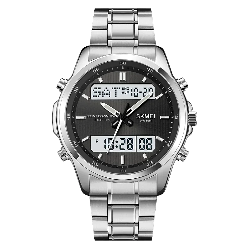 שעון ספורט לגברים Skmei 2049 עם תאורה אחורית, שעון מעורר עמיד למים, שעון יד דיגיטלי עם טיימר לספירה שלוש פעמים