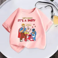High quality Kids Summer Short sleeved Girls and Boys T-shirts Hipster Sesame Street Cartoon Printed Kids T-shirts Fun casual ba 2