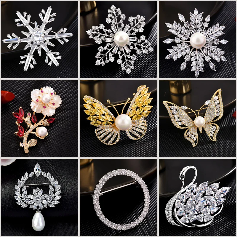 Frcolor Elegant Handmade Flower Shaped Brooch Alloy Diamante Brooch Jewelry Accessories Corsage Gift for Mother's Day, Adult Unisex, Size: One size, Grey Type