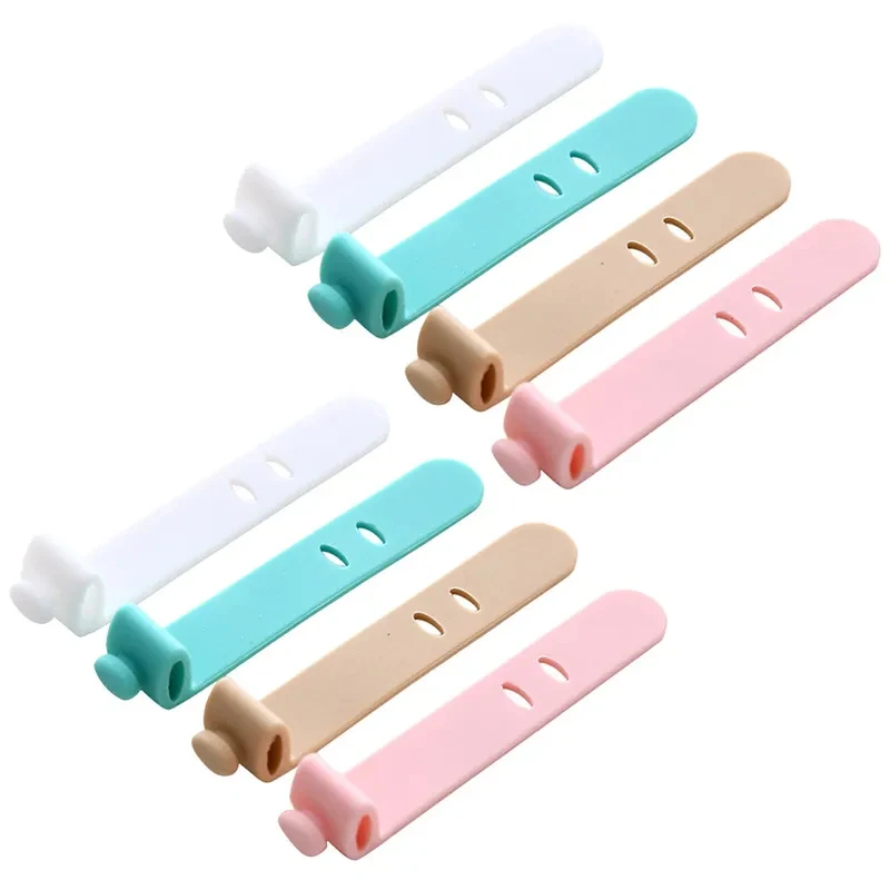 4/8/12/24Pcs USB 충전 코드용 유연한 실리콘 케이블 클립 전원 케이블 데스크탑 깔끔한 코드 관리 케이블 와인더 코드