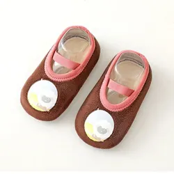 Cozy Anti-Slip Baby Socks with Rubber Soles - Warm Crib and Floor Shoes - L(3-4Years) (BROWN)