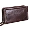 Men's Double Zipper Clutch Wallet Long Genuine Leather Phone Bag Purse Large Size Coin Card Holder Money Wallet