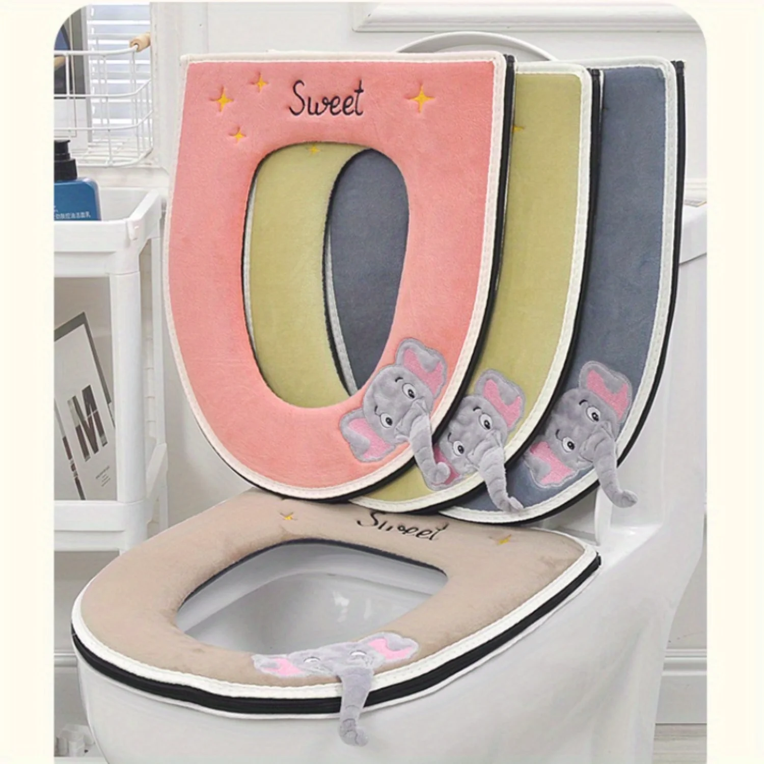 Zipper Style Toilet Seat Cover Three-Dimensional Cushion Bathroom Comfort Upgrade