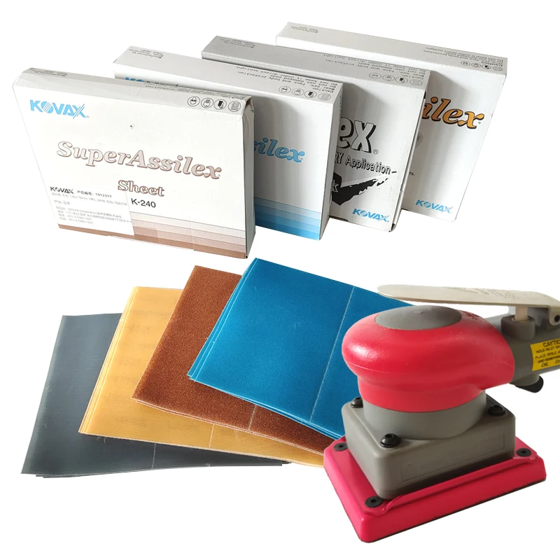 Sandpaper Set Japan KOVAX Square Soft Abrasive Paper Car Orange Peel Pattern Dry Grinder Polishing Machine Fine Polishing Sandpaper 85*130mm