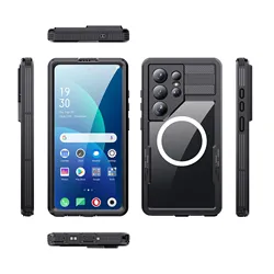 Waterproof Magsafe Case - Snow Dust Shock Proof 360° Underwater IP68 Certified Cover - Samsung S26 (Black)