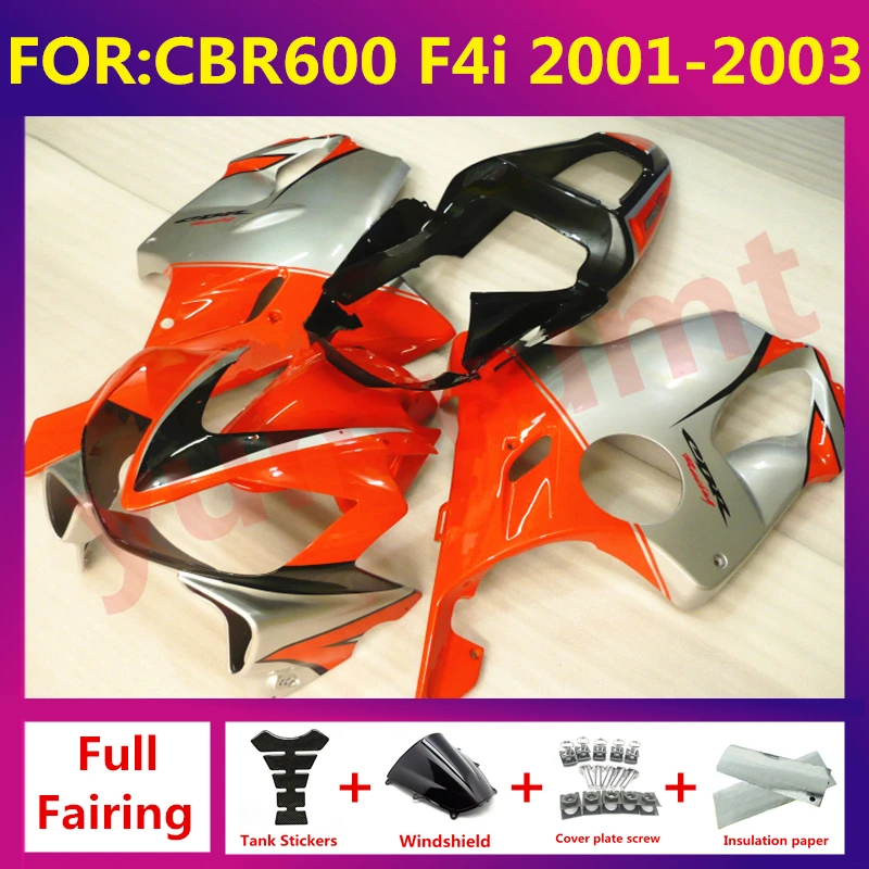 

NEW ABS Motorcycle full Fairing kit fit For CBR 600 CBR600 CBR600F F4i fs 2001 2002 2003 Bodywork fairings Kits orange silver