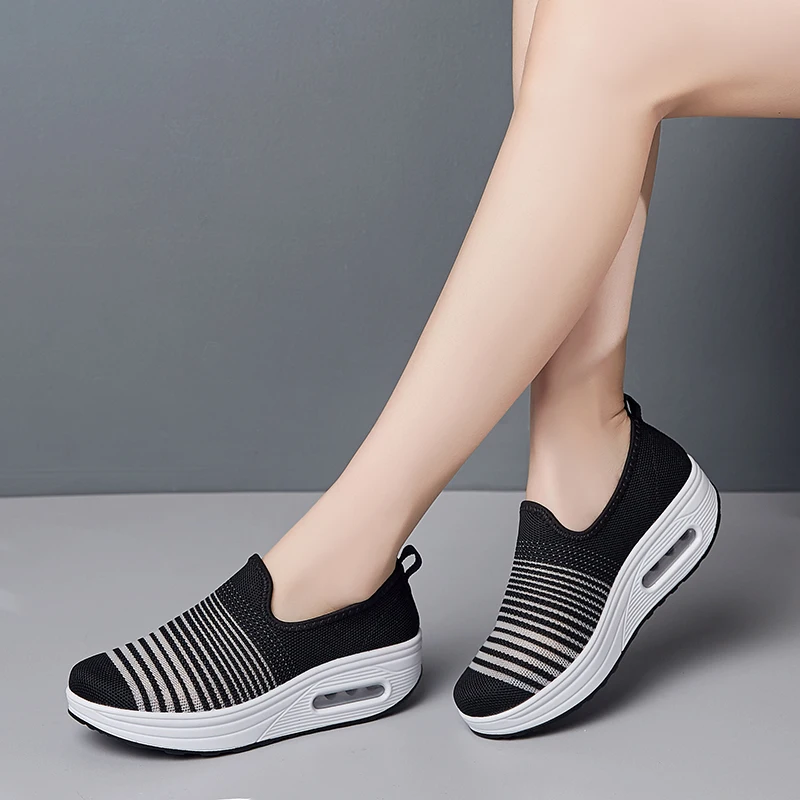 Mocasines Informales Para Mujer, Zapatos Planos De Malla Transpirable Zapatillas Vulcanizadas Tenis De Plataforma Verano 2023