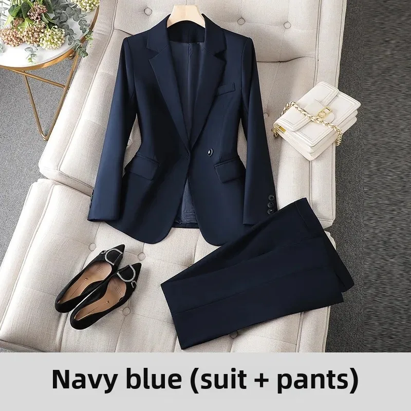 طقم بدلة نسائية أنيقة لربيع وخريف زي عمل الفندق، م...