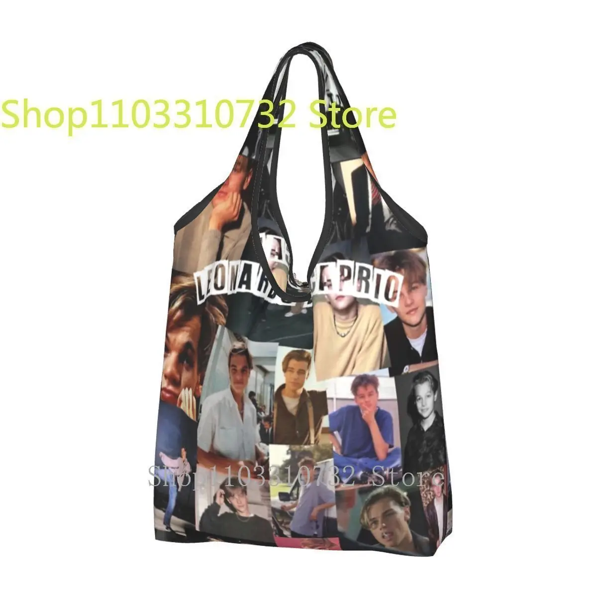 

Leonardo Dicaprio Collage Reusable Shopping Grocery Bags Foldable 50LB Weight Capacity Love Story Bag Eco-Friendly Lightweight