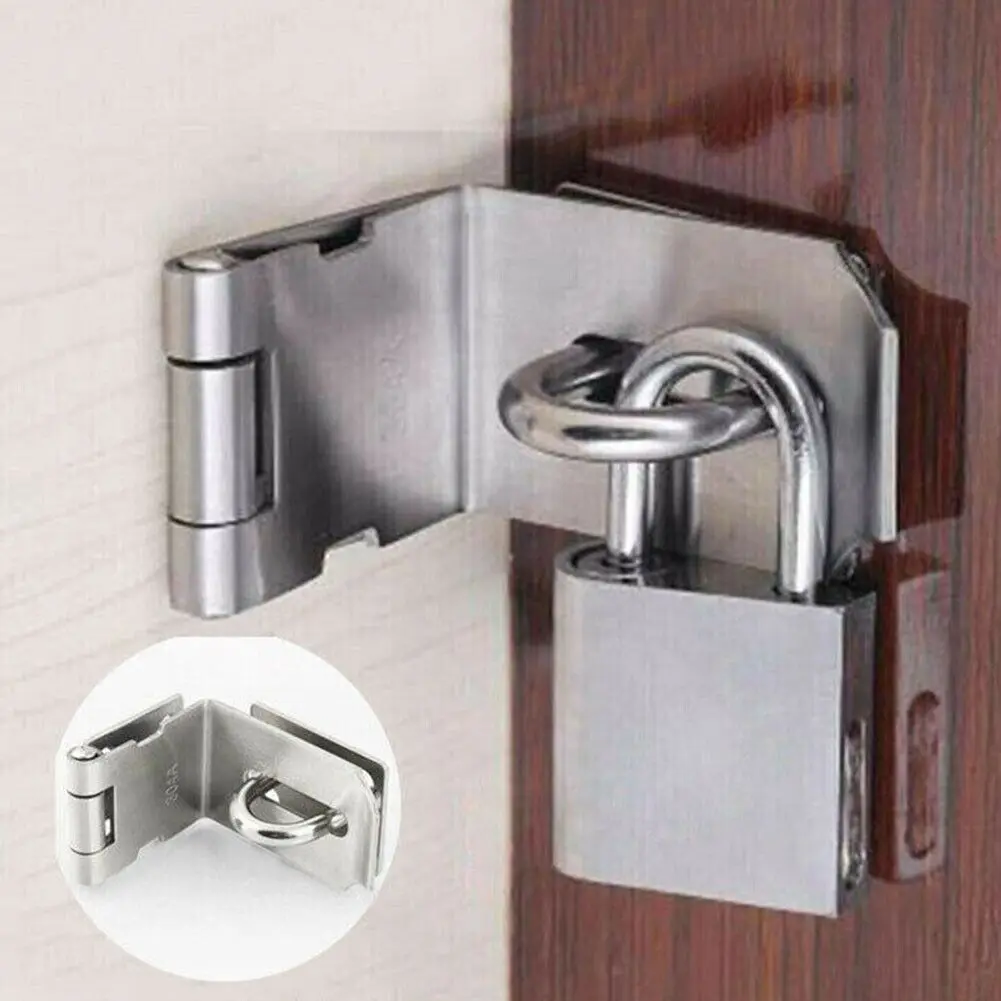Padlock Hasp Door Latch Lock Stainless Steel Right Angle Shed Gate Household Burglar-proof Bolt Buckle door latch
