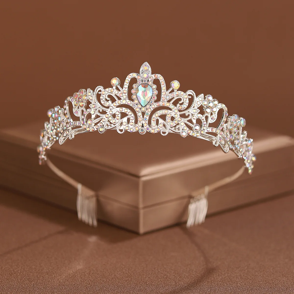 Bridal Headwear Silver-Colour Women's Classic Wedding Crown With Comb Girl Birthday Tiaras gift