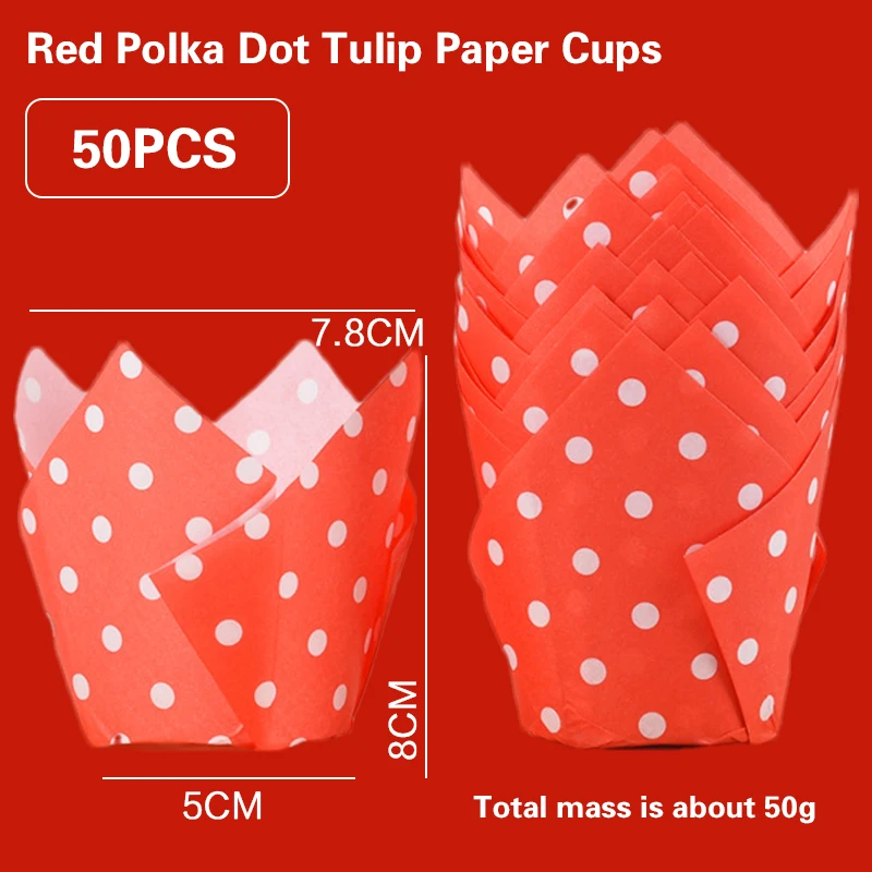 Tulip Muffin Cupcake Paper Cups - Oilproof Liners for Baking and Decorating (50 Pack)