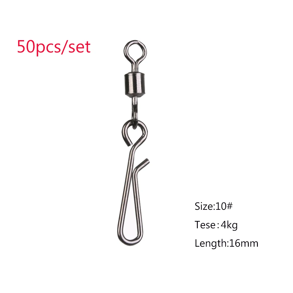 Description Picture 3 of item50PCS Steel Alloy Brass Fishing Snap Connector With Pin Heavy Duty Solid Ball Rolling Swivel Bearing Barrel Outdoor Fishing Tool